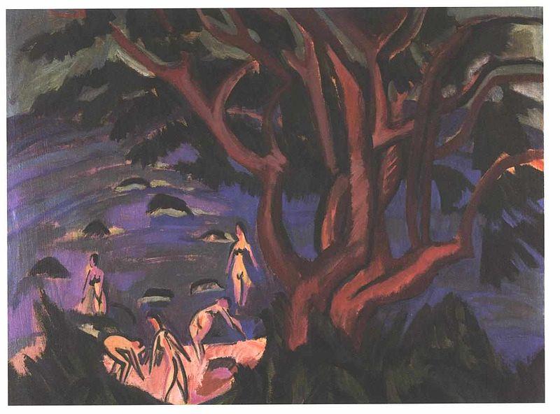 Ernst Ludwig Kirchner red tree on the beach